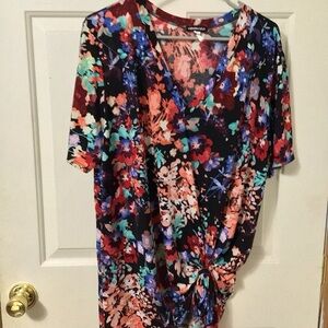HEIMISH USA Multicolor Floral Knot-Front Blouse